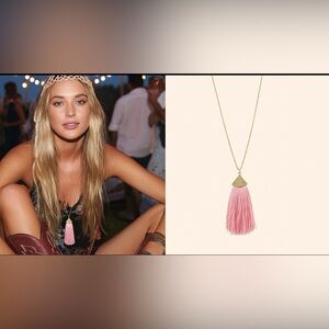 Hicarer Bohemian Pink Tassel Gold Finish Necklace 💕
